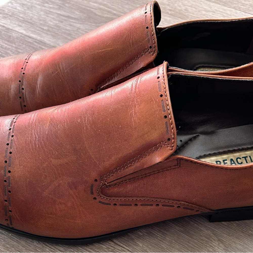 Men's Kenneth Cole Reaction Brown Leather Dress Shoes, Size 11 - Picture 5 of 8